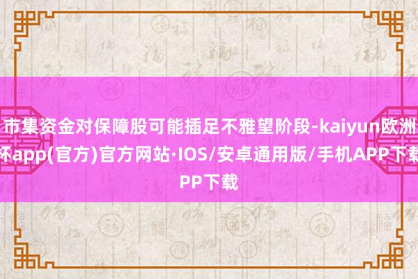 市集资金对保障股可能插足不雅望阶段-kaiyun欧洲杯app(官方)官方网站·IOS/安卓通用版/手机APP下载