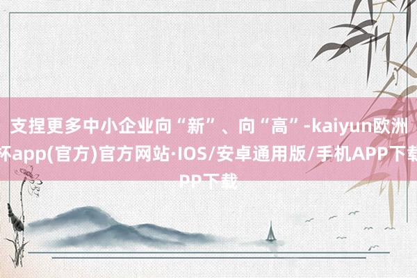 支捏更多中小企业向“新”、向“高”-kaiyun欧洲杯app(官方)官方网站·IOS/安卓通用版/手机APP下载