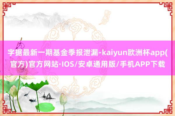 字据最新一期基金季报泄漏-kaiyun欧洲杯app(官方)官方网站·IOS/安卓通用版/手机APP下载